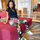 Women's Fashion Spring Summer Tie Dye Printed Flared Pants Women's Casual Trousers