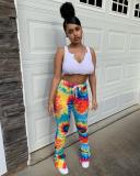 Women's Fashion Spring Summer Tie Dye Printed Flared Pants Women's Casual Trousers