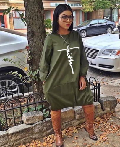 statement print dress with loose pockets