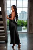 Strap leaky back sexy dress nightclub style evening dress
