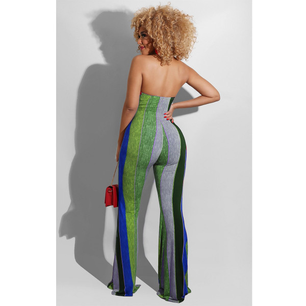 Halter print jumpsuit flared pants
