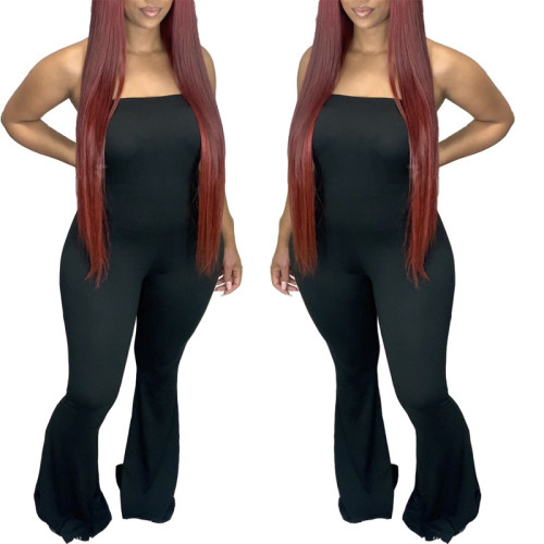Tube top flared jumpsuit