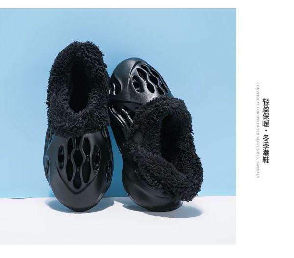 EVA parent-child hole shoes cotton slippers plus velvet cotton garden shoes parent-child feces
