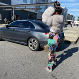 Women's Fashion Spring Summer Tie Dye Printed Flared Pants Women's Casual Trousers