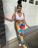 Women's Fashion Spring Summer Tie Dye Printed Flared Pants Women's Casual Trousers