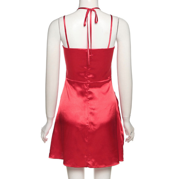 Spring and summer new women's fashion suspenders sexy one-shoulder open-back slim dress women