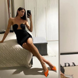 Spring and summer new women's fashion design sexy backless neckline hollow low-cut dress women