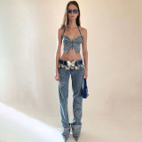 Winter new women's fashion low waist casual slim slim straight denim trousers women
