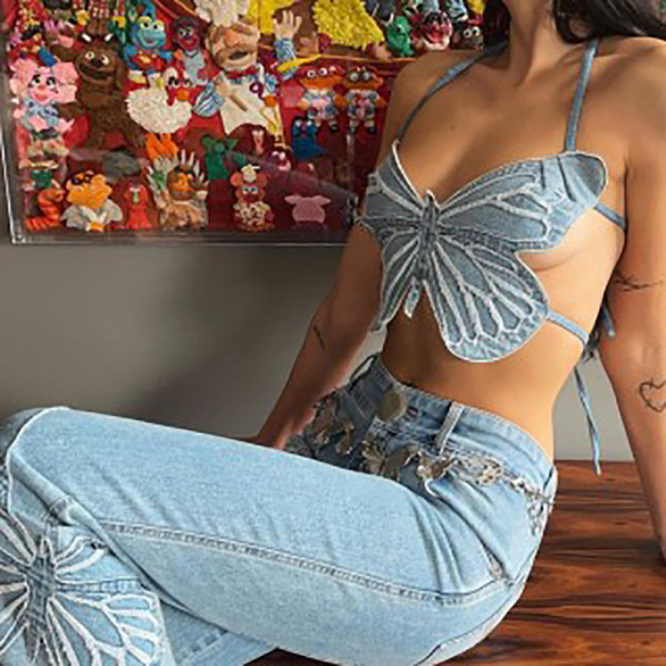 Winter new women's fashion low waist casual slim slim straight denim trousers women