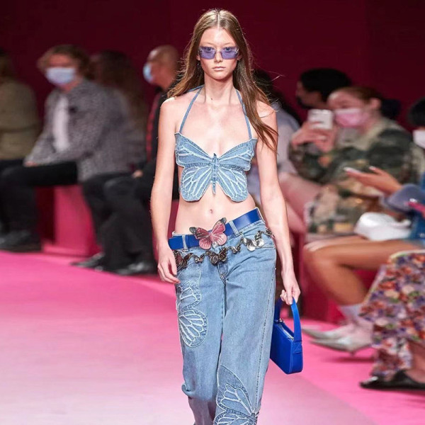 Winter new women's fashion low waist casual slim slim straight denim trousers women
