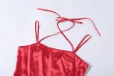 Spring and summer new women's fashion suspenders sexy one-shoulder open-back slim dress women