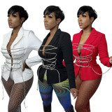 Women's wear thin bandage small suit Amazon's new solid color casual jacket