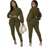 Women's clothing cute fashion temperament commuter spring and autumn solid color hooded two-piece set