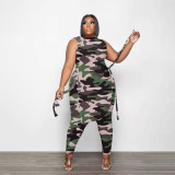 Fat woman plus size women's clothing spring and summer new fashion printing two-piece set