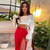 New women's fashion slim mesh mesh stitching high waist bag hip micro-slack casual pants women