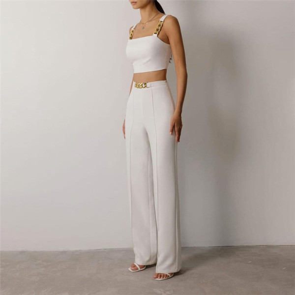 New women's suspenders slim vest high waist bag hip straight pants casual suit women