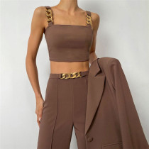 New women's suspenders slim vest high waist bag hip straight pants casual suit women New women's suspenders slim vest high waist bag hip straight pants casual suit women
