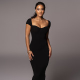 Explosive new line neck ribbed long dress