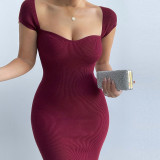 Explosive new line neck ribbed long dress