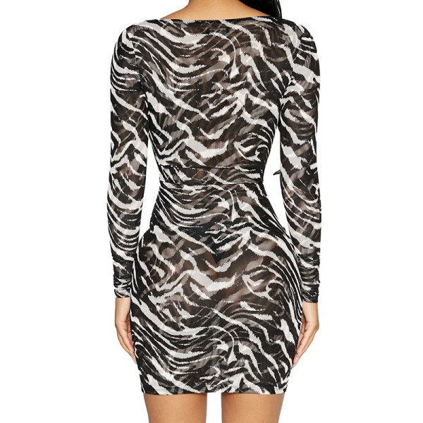 New fashion sexy hollow cross tie long-sleeved hip dress