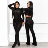 New Long Sleeve Printed Slim Fit Hip Lift Sports Jumpsuit