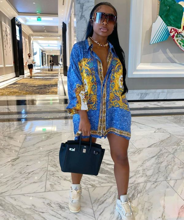 Women's Spring and Autumn Long Sleeve Print Loose Large Size Dress Shirt Skirt Top Clothes Trend