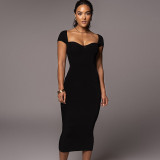Explosive new line neck ribbed long dress