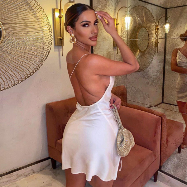 New sexy solid color fashion halter dress