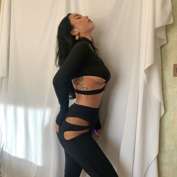 New Sexy Hollow Out Long Sleeve Navel Show Two-piece Fashion Casual Suit