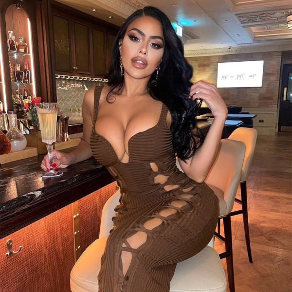 New Tie Hollow Sexy Sling Midi Dress Fashion Dress Women