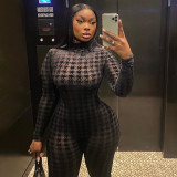 New Long Sleeve Printed Slim Fit Hip Lift Sports Jumpsuit