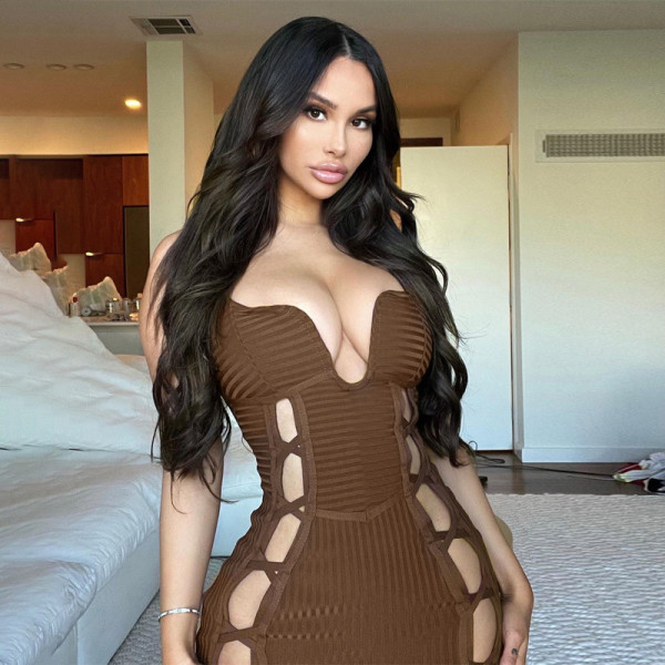 New Tie Hollow Sexy Sling Midi Dress Fashion Dress Women