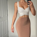 Solid color sexy open back reversible lace-up vest