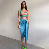 Pleated Bust Super Short Slim Tank Top