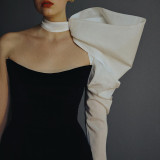 Feature One Shoulder Bow Tube Top Dress Two Piece Dress