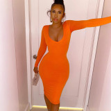 Sexy Bust Low Neck Slim Pack Hip Dress