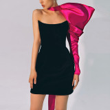 Feature One Shoulder Bow Tube Top Dress Two Piece Dress