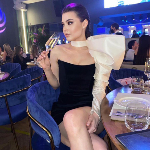 Feature One Shoulder Bow Tube Top Dress Two Piece Dress