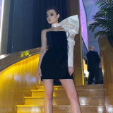 Feature One Shoulder Bow Tube Top Dress Two Piece Dress