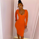 Sexy Bust Low Neck Slim Pack Hip Dress
