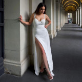 Sling high slit long dress fashionable and sexy