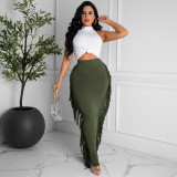 pencil fringed skirt