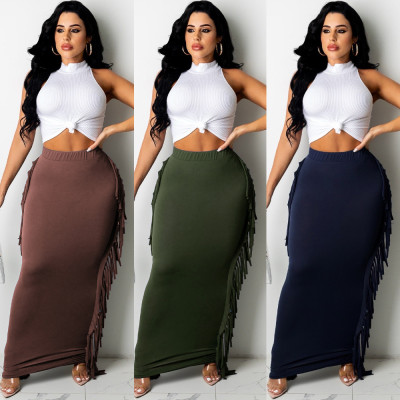 pencil fringed skirt