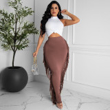 pencil fringed skirt