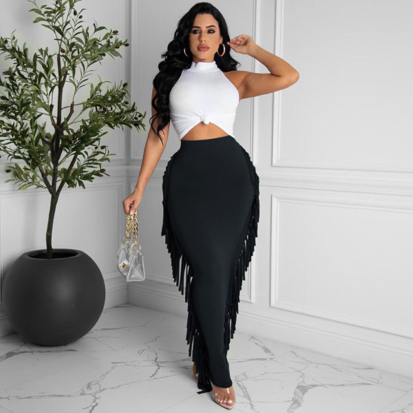 pencil fringed skirt