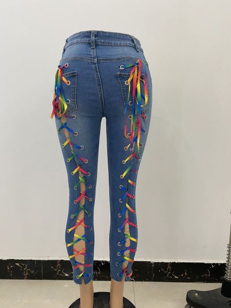 new modeling jeans womens straps denim nine pants 963