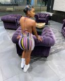 Womens sexy backless dress, purple and gold skirt suit  FFZ1101