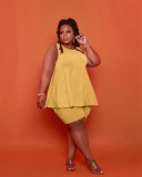 Large size sleeveless solid color casual sports suit S6291