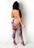 Womens digital printed tight-fitting two-piece suit  FFD1106