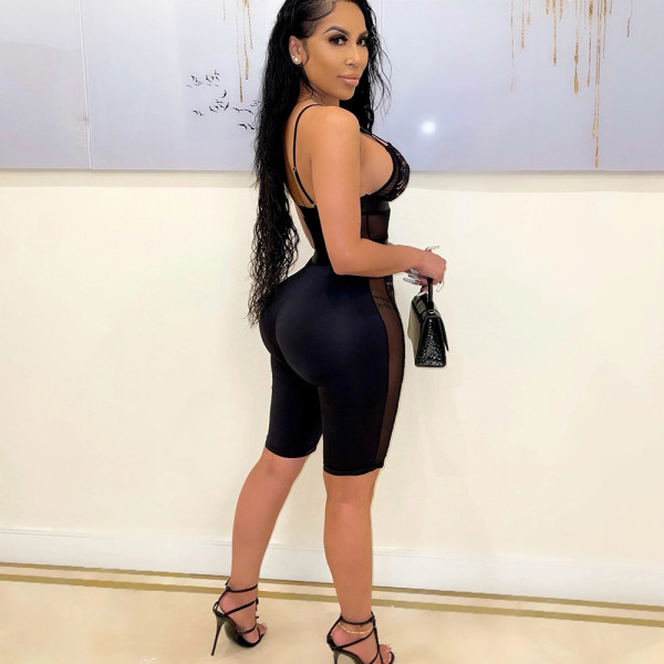 Sleeveless Skinny Sexy Hollow Sling Lace V-Neck Bodysuit Women's